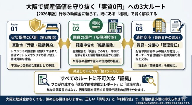 資産を守る！大阪で「実質0円」を勝ち取る3大ルート