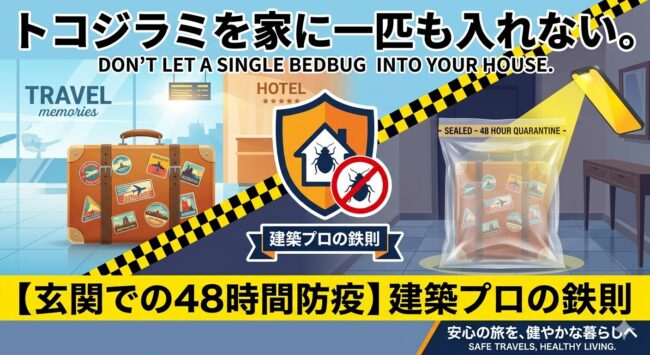 【2026最新】トコジラミを旅行から持ち帰らない！建築プロが教える「玄関での48時間防疫」と実質0円の事後対策