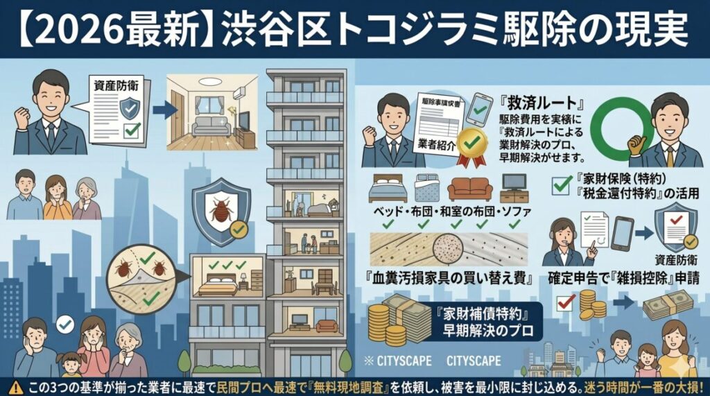 【2026最新】渋谷区のトコジラミ駆除おすすめ比較！補助金・しぶや保健所の現実と民泊隣接リスク