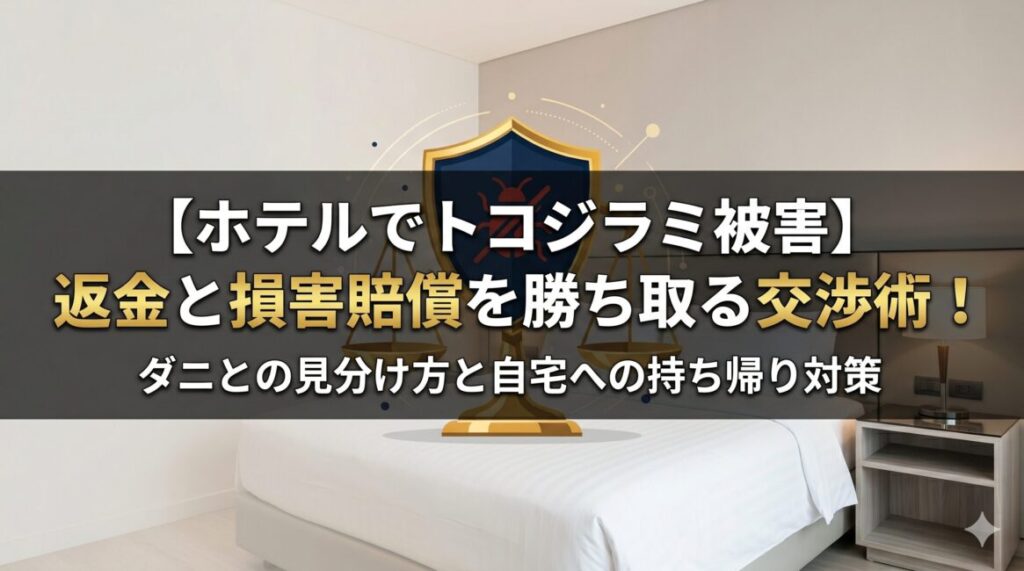 【ホテルでトコジラミ被害】返金と損害賠償を勝ち取る交渉術！ダニとの見分け方と自宅への持ち帰り対策