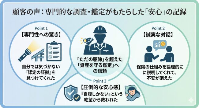 【口コミ情報】駆除ザウルスの「鑑定・調査」を受けた人の生の声