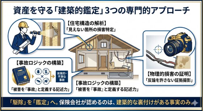 駆除ザウルスが「保険申請」で圧倒的に選ばれる3つの建築的理由