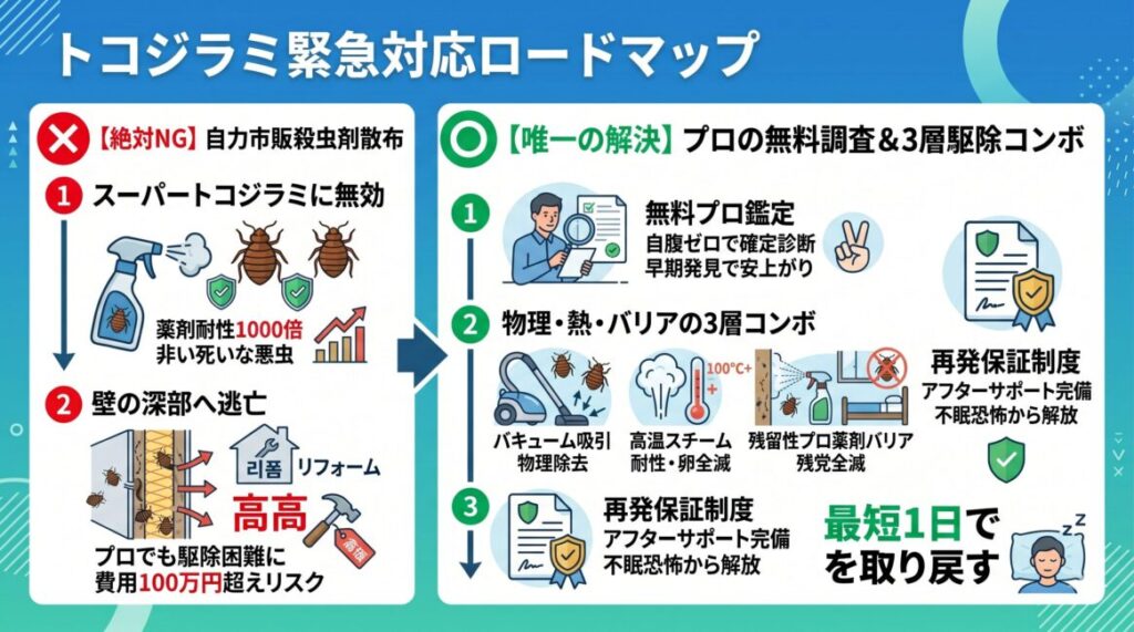 トコジラミ緊急対応ロードマップのインフォグラフィック