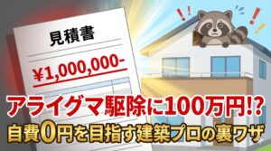 アライグマ駆除で100万円の見積もりが出た時に読む本。元駆除会社員が教える「高額になる4つの建築的理由」と悪質業者の見分け方【2026年最新】