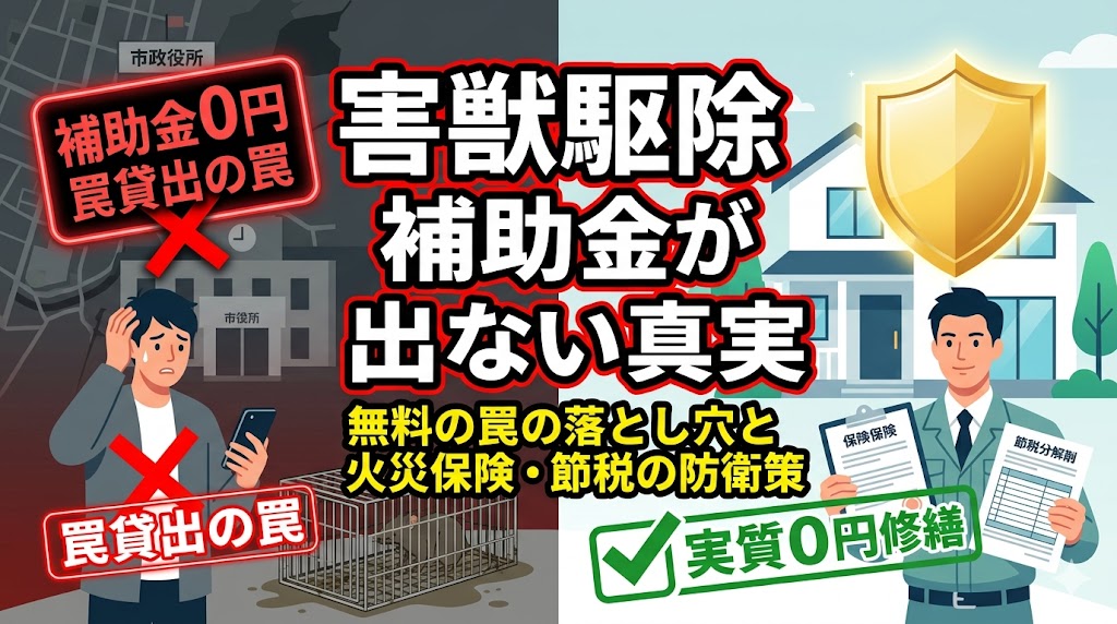 【2026】害獣駆除の補助金が出ない不都合な真実！罠貸出の落とし穴と火災保険・節税の防衛策