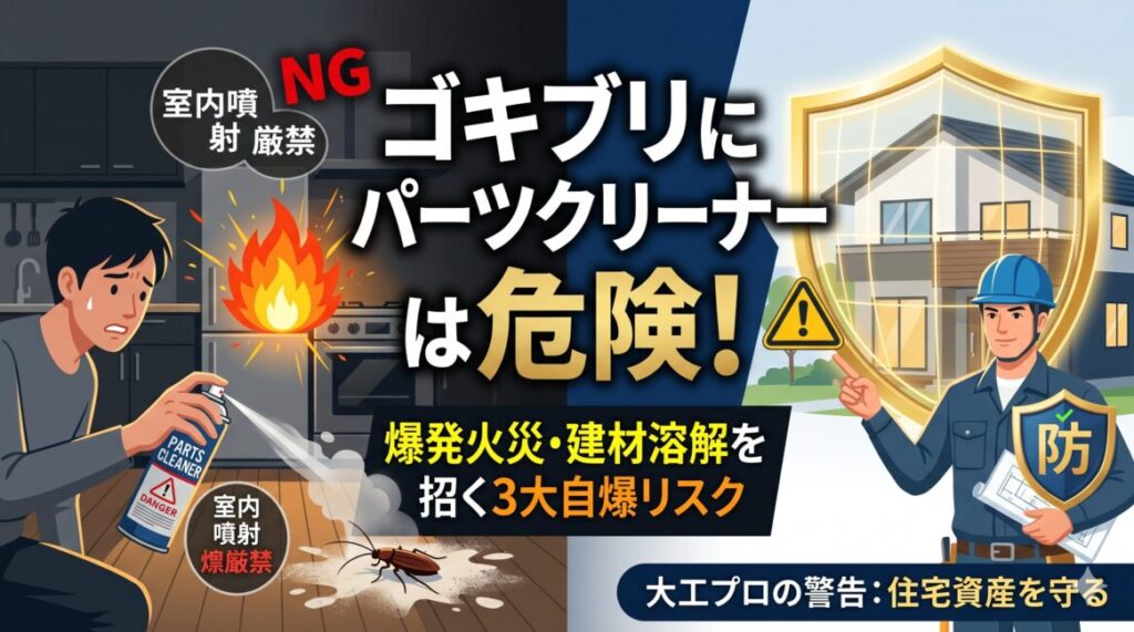【大工が警告】ゴキブリにパーツクリーナーは危険！爆発火災・建材溶解を招く3大自爆リスク