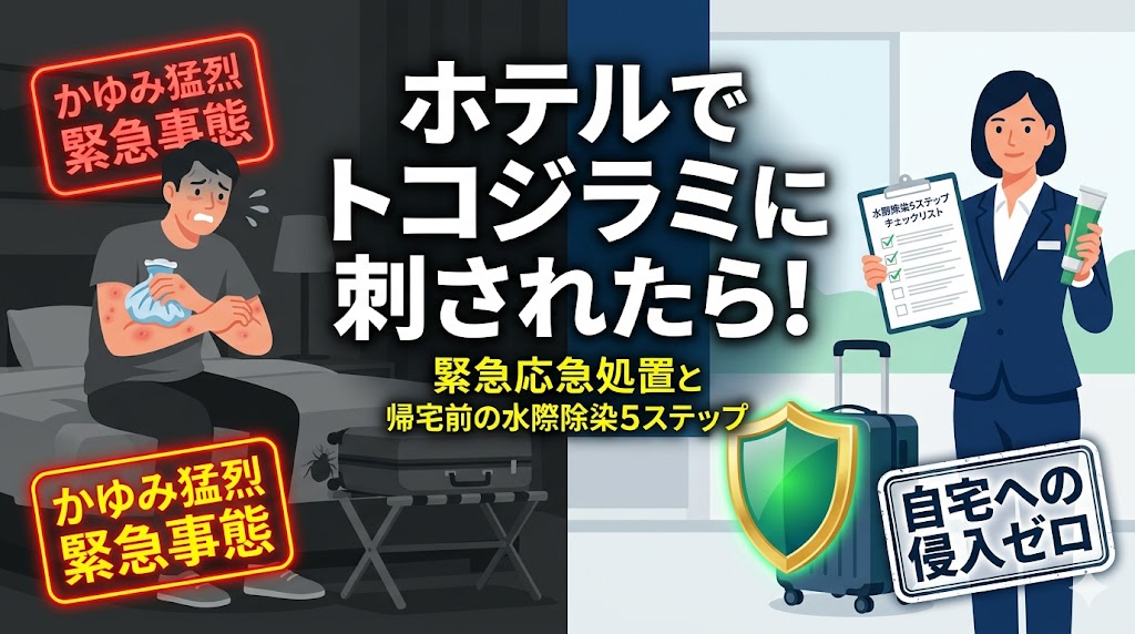 【今夜ホテルで刺されたら】トコジラミ緊急対処法！帰宅前の水際除染5ステップと旅先の薬の選び方