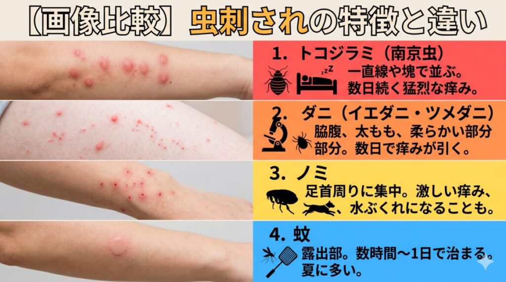 画像比較】トコジラミの刺され跡とダニ・蚊の違いは？猛烈な痒みの特徴と市販薬が効かない理由